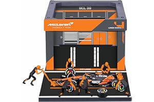 BBURAGO PIT STOP McLaren MCL38 (2024) #4 Norris, play set with diorama, 1:43 scale vehicle and 6 mechanics, detailed replica with official McLaren licence, recommended age 3+ years