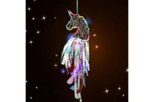 Traumfänger Kinder, Disdarkday LED Traumfänger Handgemachte Dreamcatcher mit Federn, Maiden Zimmer Schlafzimmer für Mädchen Kinder Schlafzimmer Wandbehang Dekorationen - Bunte LED