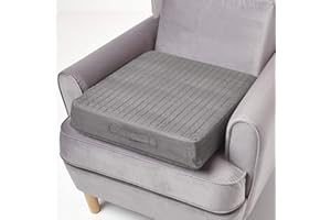 ‎HOMESCAPES Homescapes Festes Sitzkissen 50x50x10 cm grau, Sesselkissen/Sitzerhöhung orthopädischer Schaumstoff mit Velours-Bezug