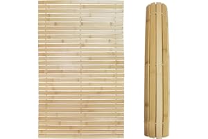 Bounabay Sauna Bodenrost Rollrost Fussmatte aus Abachiholz 60 x 40 cm,Sauna Türmatte Rollrost Fußmatte, Sauna bodenmatte/badvorleger Holz (60 x 40)