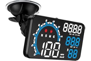 Majesun 5.5 inchLarge Screen Car Head up Display, KM/H and MPH, GPS Speedometer, with Speed Reminder and Fatigue Driving Reminder, Suitable for All Vehicles(Blue)
