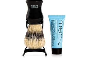 men-ü BARBIERE PURE BRISTLE SHAVING BRUSH (BLACK)– Traditional shaving brush set from Italy - Pure bristles. A great introductory shaving brush. Includes 15ml SHAVE CREAM tube.