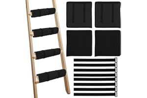 Caffney 4Pcs Bunk Bed Ladder Cover Antislip Ladder Pad with 8 Adjustable Hook and Loop Strap Comfort Guard Beds Ladders Protector Pad for Double Bunk Beds