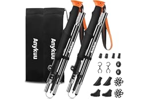 ‎ANYKUU Anykuu Wanderstöcke 2 Stück Nordic Walking Stöcke Wanderstöcke Faltbar 110-130cm Stoßfester Ultraleichter Campingrucksack Orange