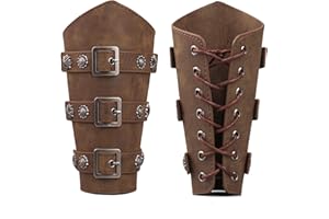 Mayting 2PCS Viking Médiéval Protège-Bras Cuir Boucle Brassards Chevalier Gauntlet LARP Rétro Renaissance Tir À l'arc Bracelet Bras Manchette Armure Halloween Costume Accessoires