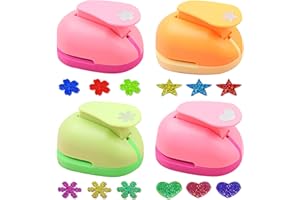 PIWOSGOL 4 Stück Papierstanzer Set, Motivstanzer Set Papier Ausstanzer Motivlocher, Stern Herz Kirschblüten Schneeflocke, Stanzer Kinder für DIY Scrapbook Fotoalbum Handwerk