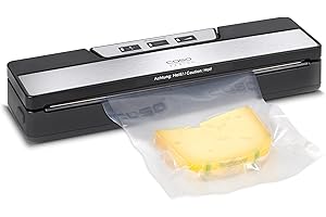 CASO VR 190 advanced Machine à emballer sous vide multi-cycles : 50 x non-stop soudure 30 cm + 10 sacs de film Noir/acier inoxydable