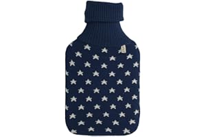 UMOI Bolsas de agua caliente premium de 2 litros con cubierta de punto fino en forma de estrella, fabricadas según BS 1970:2012 (Azul)