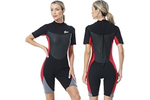 Owntop Shorty Wetsuit męski i damski, 3/2 mm neoprenowy kombinezon z zamkiem błyskawicznym do nurkowania, surfingu, pływania, sportów wodnych