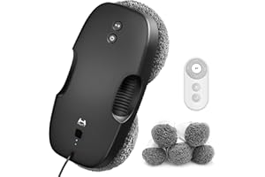 HUTT DDC5 Robot Limpiacristales, Robot Limpieza de Ventanas Electrico, Sistema de Seguridad, Navegación Inteligente, Control Remoto, para Todas Las Superficies Lisas, con 12 Trapo