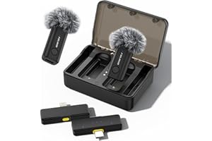 FULAIM Microfono Lavalier Wireless per iPhone,Telefoni Android, Mini Microfono wireless con Cancellazione del Rumore, microfono a clip chiaro per registrazioni video, interviste, TikTok e YouTube