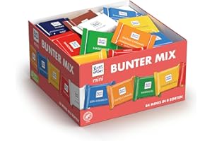 ‎RITTER SPORT Ritter Sport mini Bunter Mix, Schokolade, Vollmilchschokolade, Halbbitter- & Edelvollmilch-Schokolade, perfekt zum Naschen und Genießen, 1,4 kg (84 Stück)