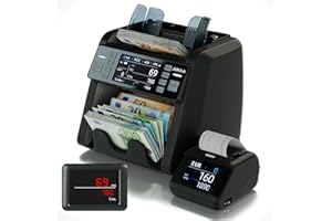 Jubula MV-550 Geldzählmaschine für gemischte Geldscheine & Falschgelddetektor | UV/MG/IR/DD / 2CIS usw. | Exakt | EUR USD GBP SEK CHF usw. | Banknotenzähler | Geldzähler (MV-550+Printer)