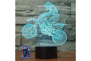 HPBN8 LTD Sportowe oświetlenie LED do motocykla, 3D, pilot zdalnego sterowania, zmiana koloru 7/16, lampka na biurko, lampka nocna, kabel USB, do sypialni, prezent urodzinowy