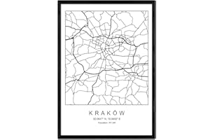Nacnic Drukuj mapę miasta Kakw w stylu skandynawskim w kolorze czarnym i białym. Rozmiar A3, papier plakatowy z nadrukiem nr 250 gr. Obrazy, wydruki i plakaty do salonu i sypialni