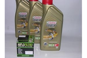 CASTROL BUNDLE Castrol 3 LT Litri Olio Moto 4T Power 1 Racing 10W40 + Filtro Olio