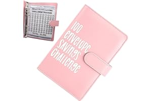 ereqeip 100 Envelope Challenge Binder, Easy and Fun Way to Save $5,050, Savings Challenges Budget Book Binder with Cash Envelopes, Budget Planner Book for Budgeting, pink
