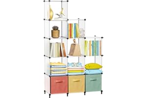 ‎AWTATOS AWTATOS Kleiderschrank mit 12 Würfeln, Storage Shelves, DIY Regal Würfel, PP Steckregal Kunststoff, Kinderregal, Spielzeugregal, Faltschrank, Shelves, Standregal, Weiß ULPZ005