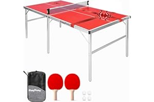 Original Cup EasyPong | Red Ping Pong Table | 182x91cm | Premium Quality | Easy to Carry | Stable | Ideal for Outdoor & Indoor | 2 Rackets + 4 Balls | Table Tennis | 100% Fun