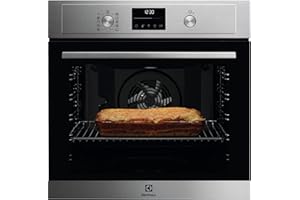 Electrolux Horno Multifunción EOF6P54TX, 72 L, Función Grill, 1000W, Tecnología SurroundCook, Limpieza Pirolítica, Pantalla LED, Mandos Escamotables, Carriles Telescópicos, Inox, Fabricado en DE