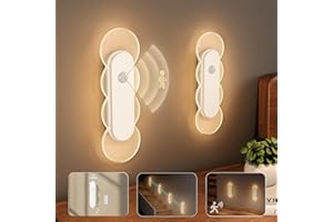 COOLLAMP Motion Sensor Lights Indoor, 2 Pack 16 LED Linkage Night Light, 800mAh Rechargeable Wall Lights Indoor with Magnetic, Under Cabinet Kitchen Lights for Bedroom, Stair, Toilet, Hallway, Closet