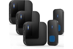 Kabol Wireless Doorbell, Plug in 1000ft Long Range Door Bell Chime, IP65 Waterproof Electric Cordless Door Bell Kits, 55 Melodies, 5 Volume Levels, 2 Battery Operated Button and 3 Receivers