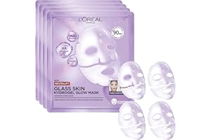 L'OREAL PARIS L'Oréal Paris - Masque Hydrogel Éclat Visage - Soin Repulpant Hydratation Intense - Acide Hyaluronique, Glycérine & Centella Asiatica - Tous Types de Peau - Revitalift Filler Glass Skin - 50 ml