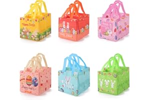 HBell 12 Stück Oster-Geschenktüten,Wiederverwendbare Tragetasche mit Griff,Hasen,Osterei,Vliesbeutel,faltbar, wasserabweisend,Leckerli-Taschen für Oster-Partyzubehör (Style-A)