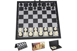 CHUERTECH Scacchiera Professionale, Portatile Scacchiera Magnetica Chess Dama Scacchi Pieghevole da Viaggio per 6 + Anni Bambini e Adulti (25cm x 25cm)