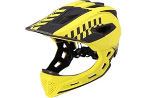 Joyyko Kids Bike Helmet Kids Full Face Bike Helmet 52-58CM Detachable 2-In-1 Boys and Girls With Chin Adjustable Breathable Kids Sports Helmet for Cycling Skateboarding Roller Skating