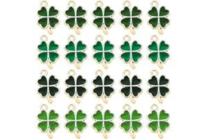 SALADOCY Glücksbringer Vierblättriges Kleeblatt Metall, Glück Anhänger Schmuck Zubehör für DIY Halskette Schlüsselbund Armband Glück Schlüsselanhänger