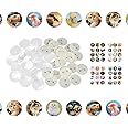 Domigard 48pcs Button Badges Set with Pin, 55mm Plastic Round Badge Pins with 48pcs Patterns, Badge Making Kit Blank Button Picture for DIY Making Craft Supplies for Domigrad Button Maker Machine