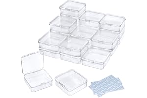 DUOFIRE Contenitori Plastica Scatola Plastica con Coperchio Contenitore Piccolo in Plastica Trasparente con Perline, 24 contenitori piccoli con coperchio per perline, gioielli(7,4 x 7,4 x 2,5 cm)