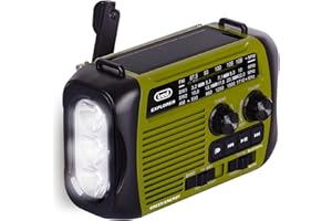 Trevi RA 7F30 BT Radio portátil multibanda FM/Am/SW con Reproductor MP3 inalámbrico, función Power Bank y Linterna LED, Carga Solar, con Dinamo o USB-C, Ideal para emergencias, Camping, Viajes, Verde