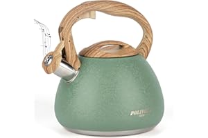 POLIVIAR 7379 POLIVIAR Stove Top Kettle- Stainless Steel Stovetop Kettle 2.7 L- Audible Whistle Kettle Kettle- Tea Kettle Anti Rust and Anti Hot Handle- Suitable for All Heat Sources (Green-Crack Finish)