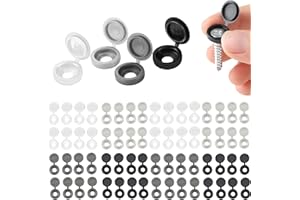 AOOTUERL 200 Pezzi Tappi Coprivite Incernierato Tappi a Vite in Plastica Piega Coperchi a Scatto, per Decorazione di Mobili, Adatto per viti M4-M6（Nero, Bianco, Grigio chiaro, Grigio scuro）