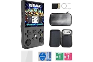 CAWEVON R36MAX Handheld Spielkonsole, 4,0-Zoll-IPS-Bildschirm, Linux-System, 4000 mAh wiederaufladbare tragbare Pocket Arcade Retro Videospiel Player mit 64 GB TF-Karte, über 18000 integrierte Spiele