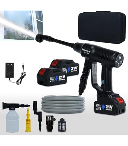 Akku Hochdruckreiniger 200 Bar - Kabellos Mit 6-in-1 Düse & 5m Schlauch