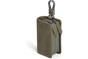 VISOUL Estuches de Llave Coche del Cuero Genuino, Estilo Vendimia Llavero para Cocheen Piel Estuches de Cuero Portátiles para Llaves con Doble Cremallera Bolsa Llaves para Hombres Mujeres