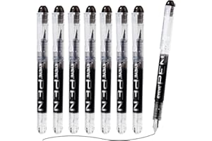 EYEYE Disposable Fountain Pens Fine Point, 8 Pack Black Calligraphy Pens for Writing, Stainless Steel Nib, Smooth Writing for Journaling, Drafting, Sketching, Doodling, Office Supplies