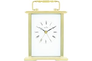 Acctim Gainsborough Mantel Clock Quartz Polished Metal Carriage Clock Energy Efficient Movement Gold 36518