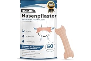 Haslom® Premium Nasenpflaster 50er Pack – Nasenstrips/Nose Strips – Anti-Schnarch Pflaster für besseren Atemfluss – Nasal Strips gegen Schnarchen – Starker Halt für Sport & Schlaf (Performance)
