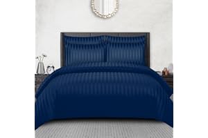Pamposh, Set copripiumino super king size a righe satinate, qualità alberghiera, biancheria da letto ipoallergenica ultra morbida in microfibra