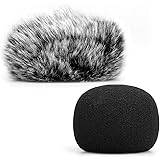 ChromLives Pare-brise pour microphone, pare-brise en fourrure Muff Wind Cover + Housse de protection pour microphone en mouss