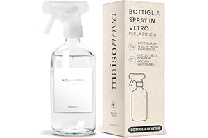 MaisoNovo Bottiglie spray in vetro per la pulizia, 500 ml, trasparenti, con 16 etichette