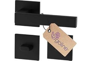 ERGO line Modern Design, Schwarz Türbeschlag CUBE, Türgriff für Badtüren WC Schwarz Matt, Eckig Drückergarnitur, Die ultra-feine Silhouette, Türbeschlag, Türklinke Schwarz, Türdrücker