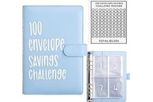 YJWZ 100 Umschlag Saving Challenge,Budget Planner Deutsch,A5 Haushaltsplaner mit Umschlägen,Budget Binder Einfache und Unterhaltsame Möglichkeit zu Sparen 5050 €,Sparbuch für Geld Sparen Challenge