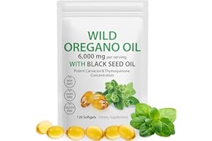 JCZQDRPC Oregano öl mit Schwarzkümmelöl, 120 Softgels - 2 in 1 6000mg Oreganoöl, 300mg Oregano Kräuterergänzung