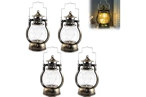 Redigerbara 4 stycken mini LED-lyktor – LED vintage ljuslyktor hängande för festlig dekoration, bronsguldlykta, minilykta för