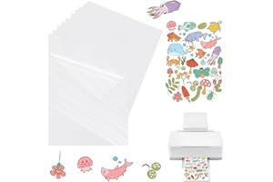 VMUTGA 30 Feuilles Papier Autocollant Imprimante, 100% Transparent Film Autocollant Vinyle A4 Auto-adhésif Papier D'impression Étiquette Adhésif Imprimable pour Imprimante à Jet d'Encre (21 x 29.7cm)